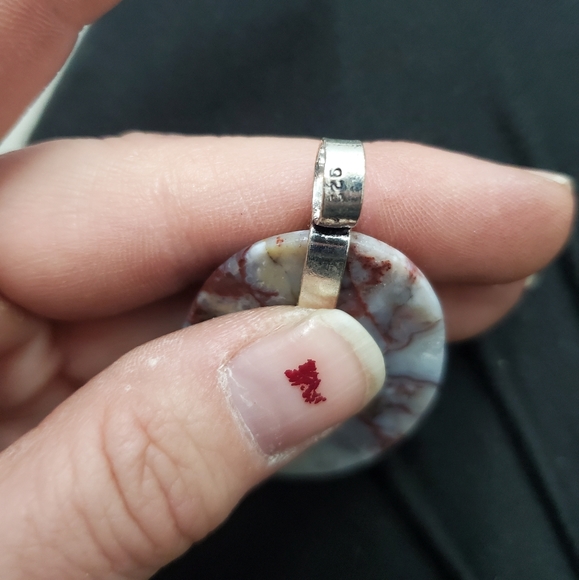 New Seam Agate and Rainbow Moonstone 925 Silver Pendant. - Picture 9 of 14